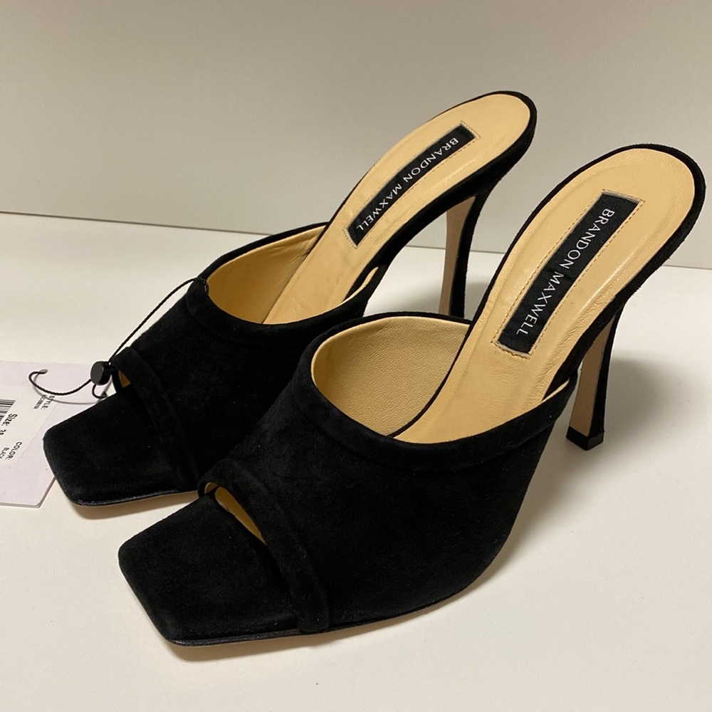 Brandon Maxwell Elegant Black Suede Heels